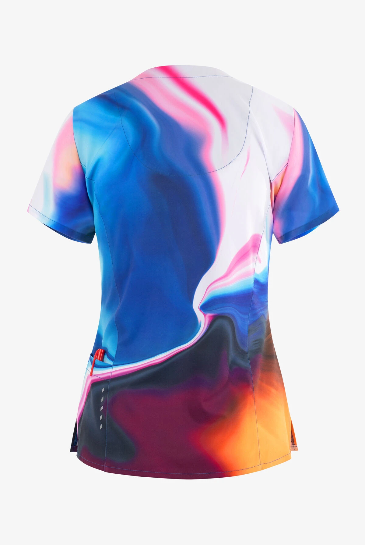 Barco One Shimmering Skies Marble Women's 4-Pocket STRETCH V-Neck Print Scrub Top 4 Barco One Shimmering Skies Marble Women's 4-Pocket STRETCH V-Neck Print Scrub Top - Image 2