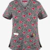 Betsey Johnson Bell EKG Hearts Women's 2-Pocket V-Neck Print Scrub Top -Cherokee Shop BJ114EKG 1