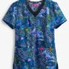 Betsey Johnson Camellia Jungle Floral Women's 2-Pocket V-Neck Print Scrub Top -Cherokee Shop BJ116JFL 1
