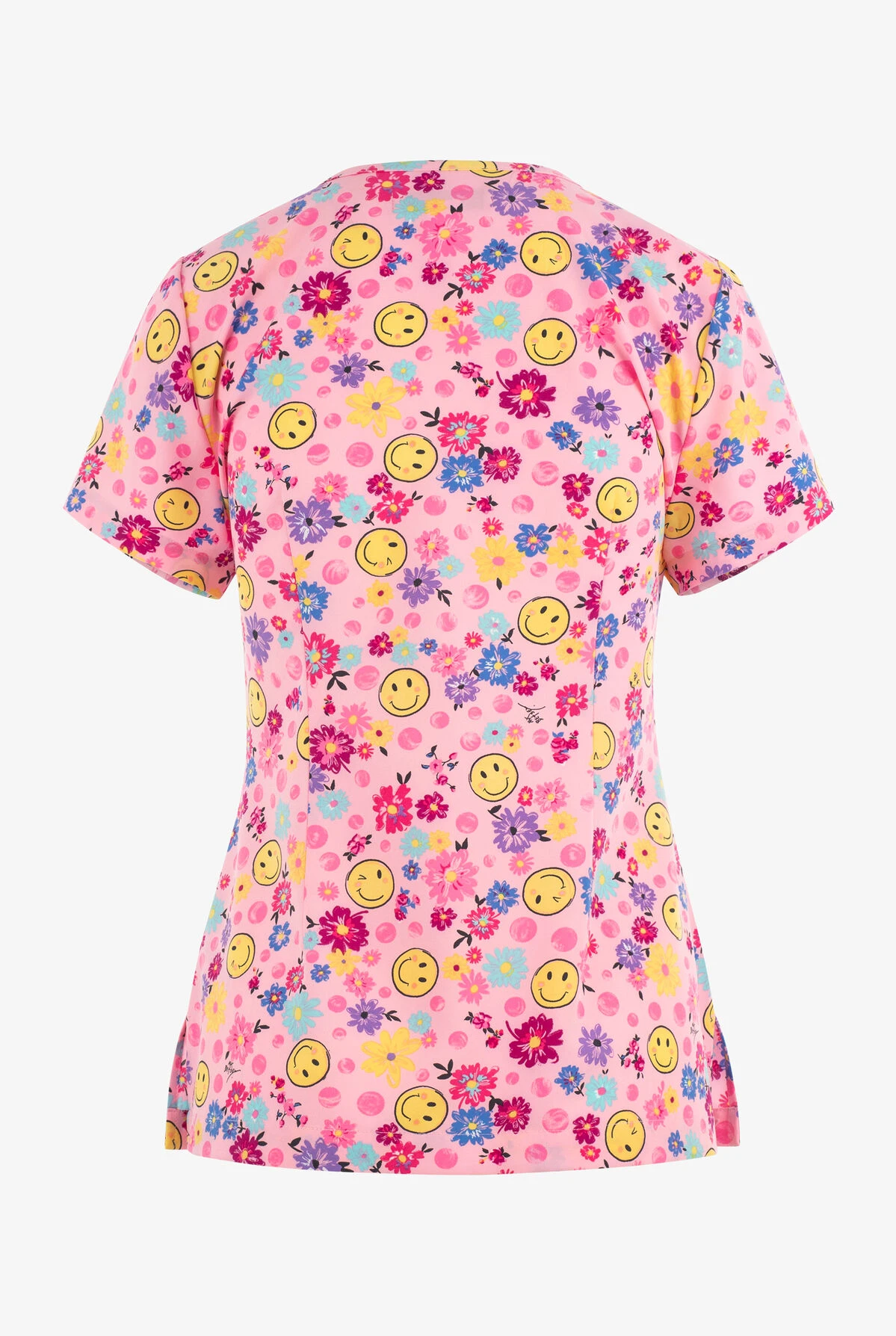 Betsey Johnson Betsy Johnson A Smile A Day Floral Women's 2-Pocket STRETCH V-Neck Print Scrub Top 4 Betsey Johnson Betsy Johnson A Smile A Day Floral Women's 2-Pocket STRETCH V-Neck Print Scrub Top - Image 2