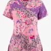 Betsey Johnson Floral Harmony Women's 2-Pocket STRETCH V-Neck Print Scrub Top -Cherokee Shop BJ120FHR 1