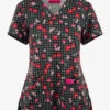 Betsey Johnson Mon Cheri Hearts Women's 2-Pocket STRETCH V-Neck Print Scrub Top 2 Betsey Johnson Mon Cheri Hearts Women's 2-Pocket STRETCH V-Neck Print Scrub Top -Cherokee Shop BJ120MCO 1