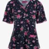 Betsey Johnson Love And More Kisses Women's 2-Pocket STRETCH Y-Neck Print Scrub Top -Cherokee Shop BJ126LMK 1