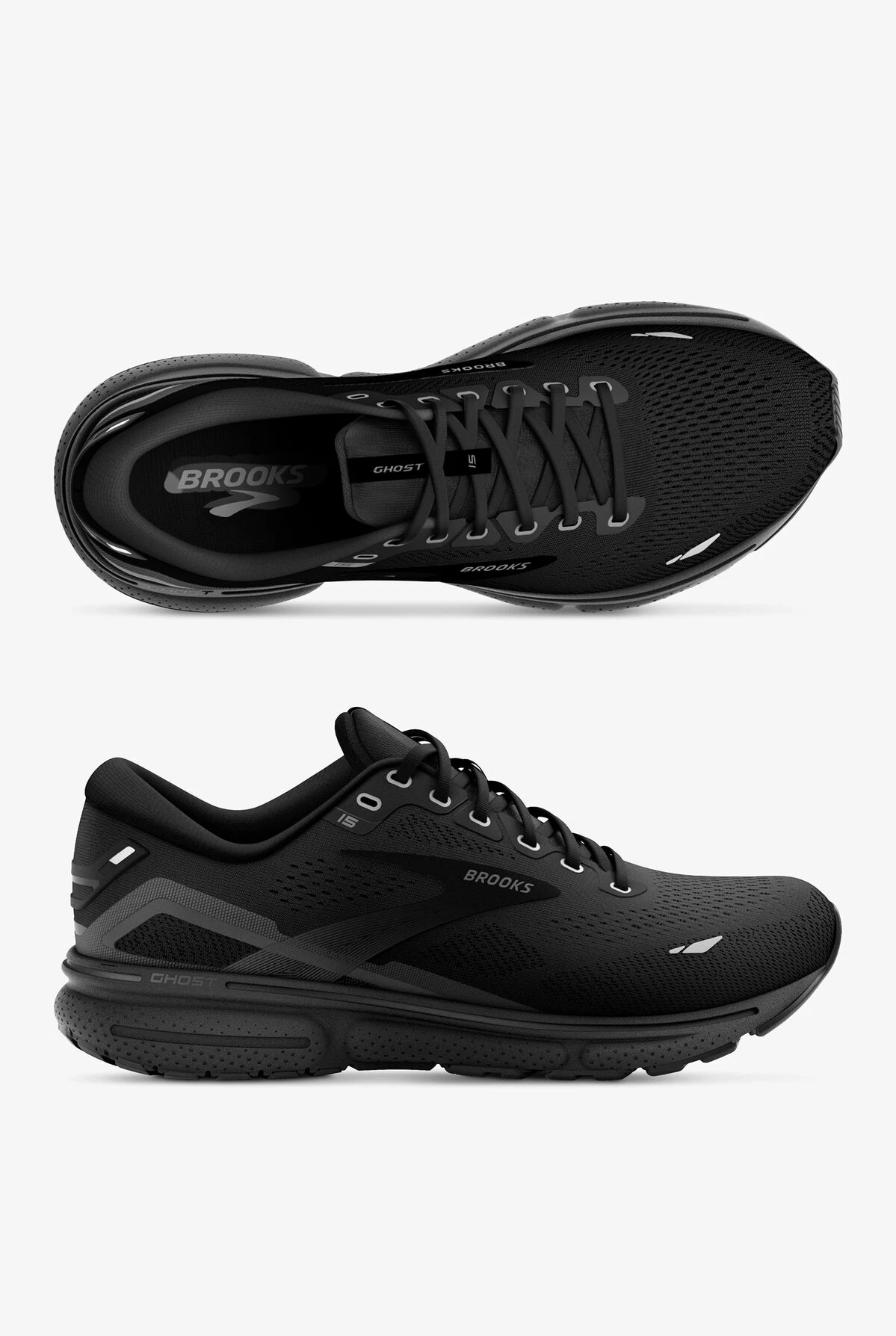Brooks Men's Ghost 15 Black Athletic Lace Up Nursing Shoes 3 Brooks Men's Ghost 15 Black Athletic Lace Up Nursing Shoes