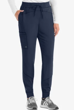 Barco One Boost Women's 3-Pocket STRETCH Elastic Waist Perforated Leg Detail Jogger Scrub Pants - Petite