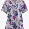 Butter-Soft Originals Autumn Park Silver Women's 2-Pocket Classic Fit V-Neck Printed Scrub Top -Cherokee Shop BSN1162APSL 1