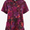 Butter-Soft Originals Autumn Park Wine Women's 2-Pocket Classic Fit V-Neck Printed Scrub Top