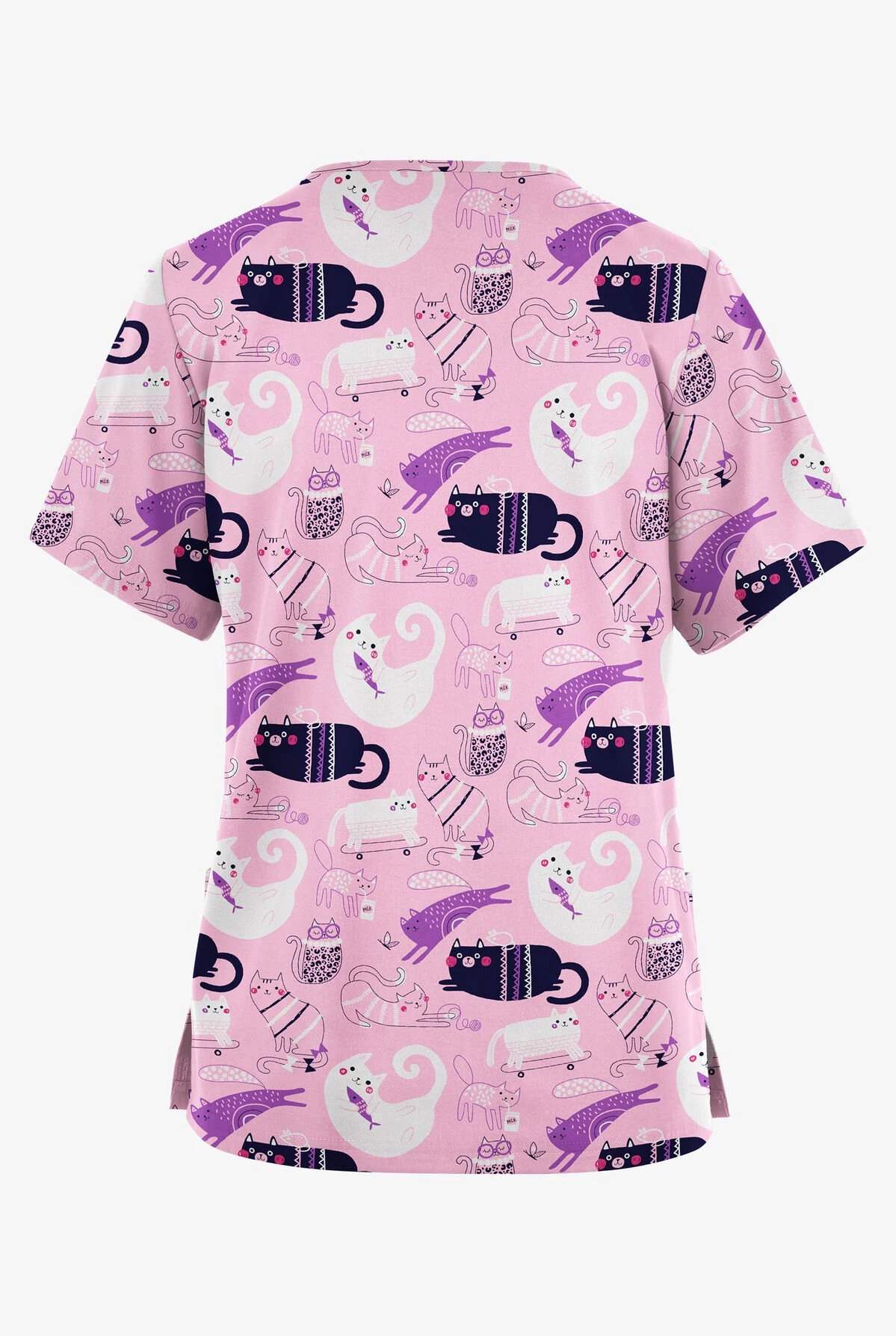 Butter-Soft Originals Playful Kittens Blush Women's 2-Pocket Classic Fit V-Neck Printed Scrub Top 4 Butter-Soft Originals Playful Kittens Blush Women's 2-Pocket Classic Fit V-Neck Printed Scrub Top - Image 2