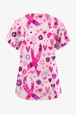 Butter-Soft Originals Hope Heals Blush Women's 6-Pocket Scallop Neck Printed Scrub Top -Cherokee Shop BSN1194HHBS 2