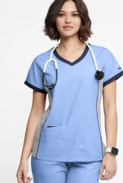 Butter-Soft Originals Women's 4-Pocket V-Neck Tri-Colorblock Scrub Top -Cherokee Shop BSN1368C 101323 CESIN 2 S