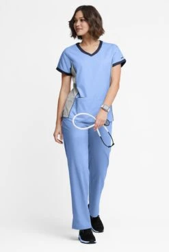 Butter-Soft Originals Women's 4-Pocket V-Neck Tri-Colorblock Scrub Top -Cherokee Shop BSN1368C 101323 CESIN 4