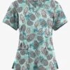 Butter-Soft Originals Winter Pine Cones Sea Frost Women's 4-Pocket Rounded V-Neck Printed Scrub Top -Cherokee Shop BSN2697WPSF 092723 1