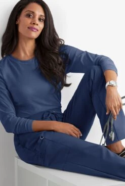 Easy STRETCH By Butter-Soft Elle Women's 3-Pocket Flat Front Scrub Pants -Cherokee Shop BU216 NAVY 2