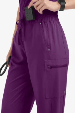 Easy STRETCH By Butter-Soft Ellie Women's 5-Pocket High Waisted Wide Leg Scrub Pants -Cherokee Shop BU4232 EGGPL 2