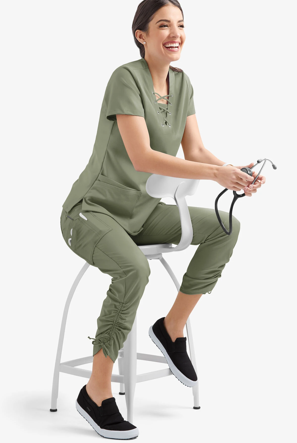 Easy STRETCH By Butter-Soft™ Halle Women's 11-Pocket Ruched Leg Jogger Scrub Pants 6 Easy STRETCH By Butter-Soft™ Halle Women's 11-Pocket Ruched Leg Jogger Scrub Pants - Image 4