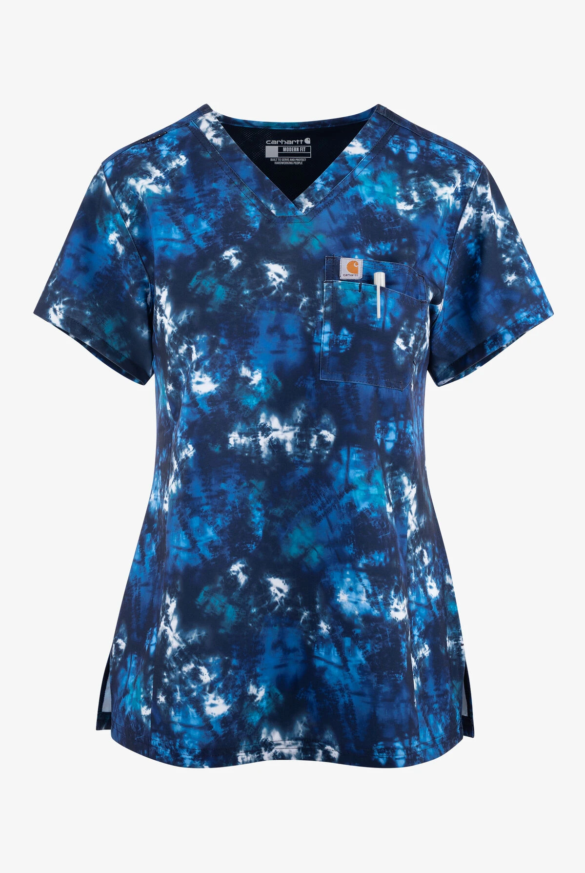 Carhartt Ice Dye Women's 2-Pocket STRETCH V-Neck Print Scrub Top 3 Carhartt Ice Dye Women's 2-Pocket STRETCH V-Neck Print Scrub Top