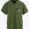 Carhartt Cross-Flex Men's 4-Pocket STRETCH V-Neck Scrub Top 2 Carhartt Cross-Flex Men's 4-Pocket STRETCH V-Neck Scrub Top -Cherokee Shop C16110 BASIL 1