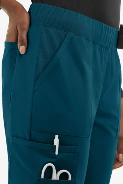 UA Exclusive Cherokee Workwear Professionals Active Women's 6-Pocket STRETCH Half Jogger Scrub Pants -Cherokee Shop CK036 CARIB 5