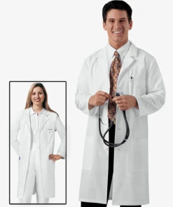 Cherokee Med-Man Unisex Lab Coat With Vented Back -Cherokee Shop CK1346 WHITE 3 HV
