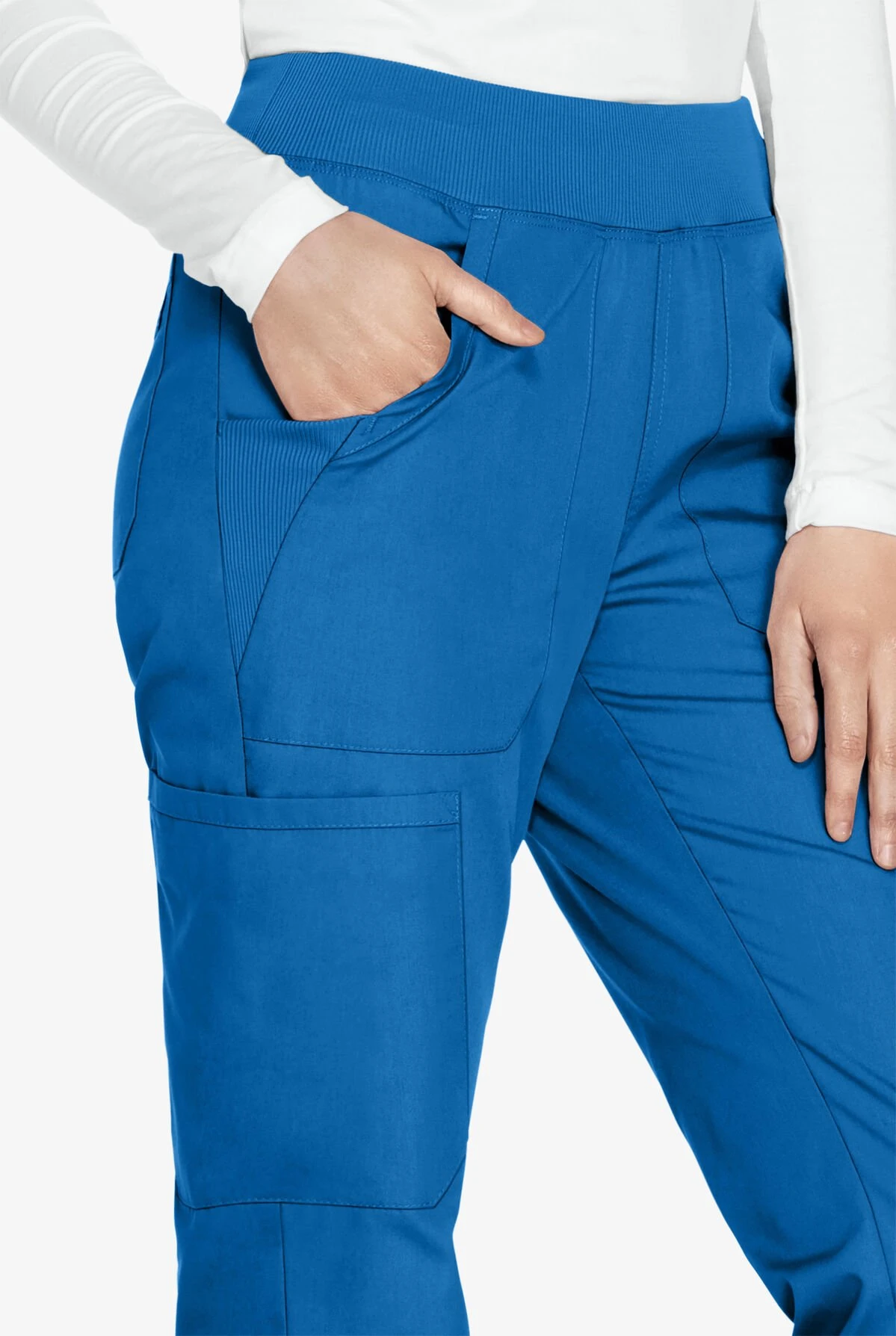 Cherokee Workwear Women's 6-Pocket Rib-Knit Waistband Pull-On Cargo Scrub Pants - Tall 4 Cherokee Workwear Women's 6-Pocket Rib-Knit Waistband Pull-On Cargo Scrub Pants - Tall - Image 2