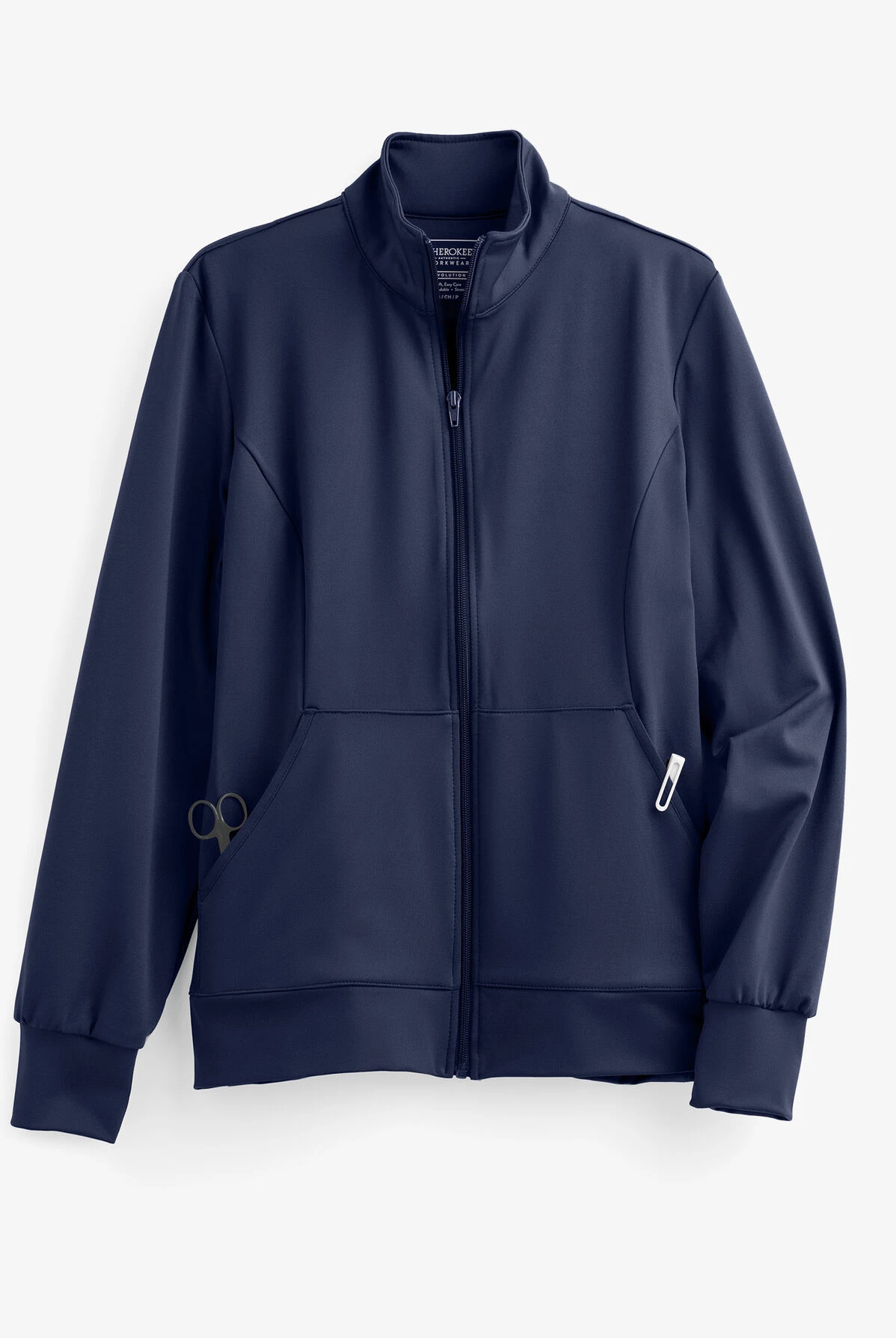 Cherokee Workwear Revolution Women's 3-Pocket STRETCH Fleece Inner Zip Front Scrub Jacket 3 Cherokee Workwear Revolution Women's 3-Pocket STRETCH Fleece Inner Zip Front Scrub Jacket