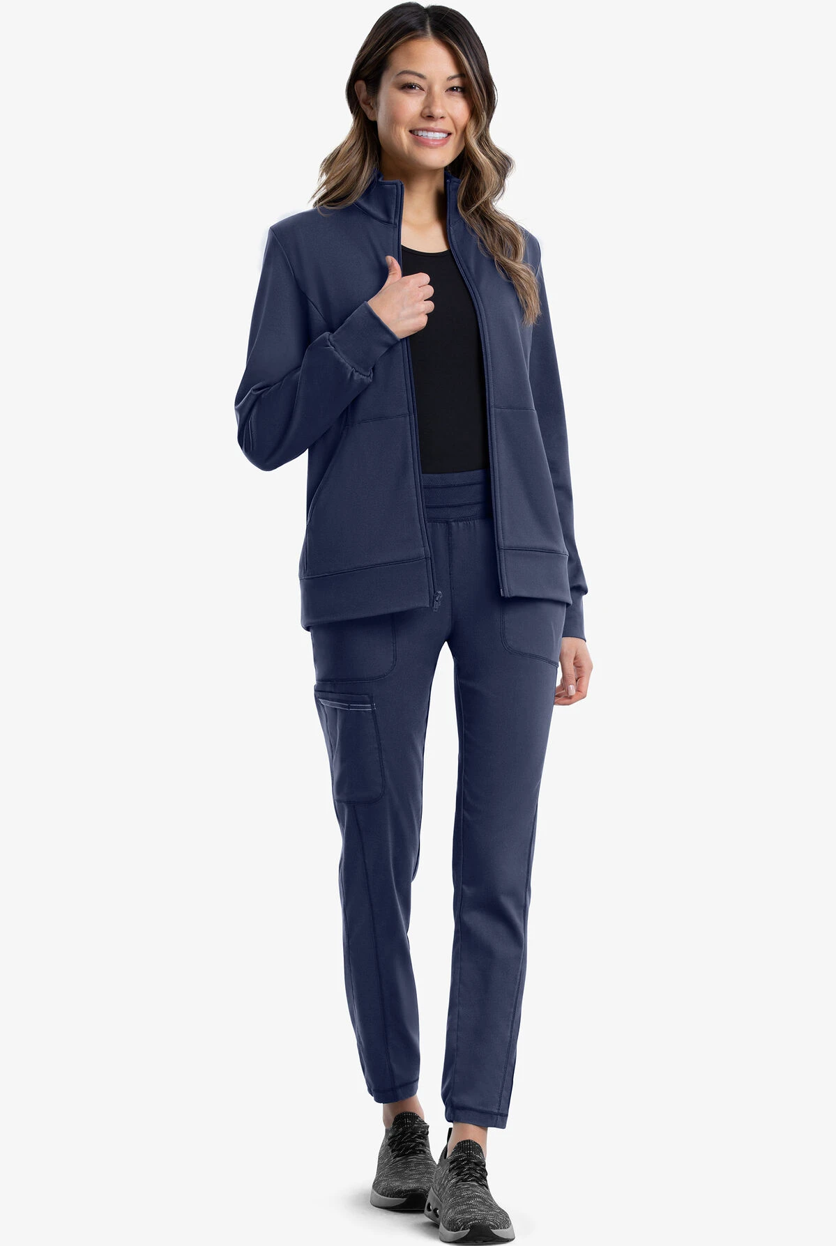 Cherokee Workwear Revolution Women's 3-Pocket STRETCH Fleece Inner Zip Front Scrub Jacket 4 Cherokee Workwear Revolution Women's 3-Pocket STRETCH Fleece Inner Zip Front Scrub Jacket - Image 2