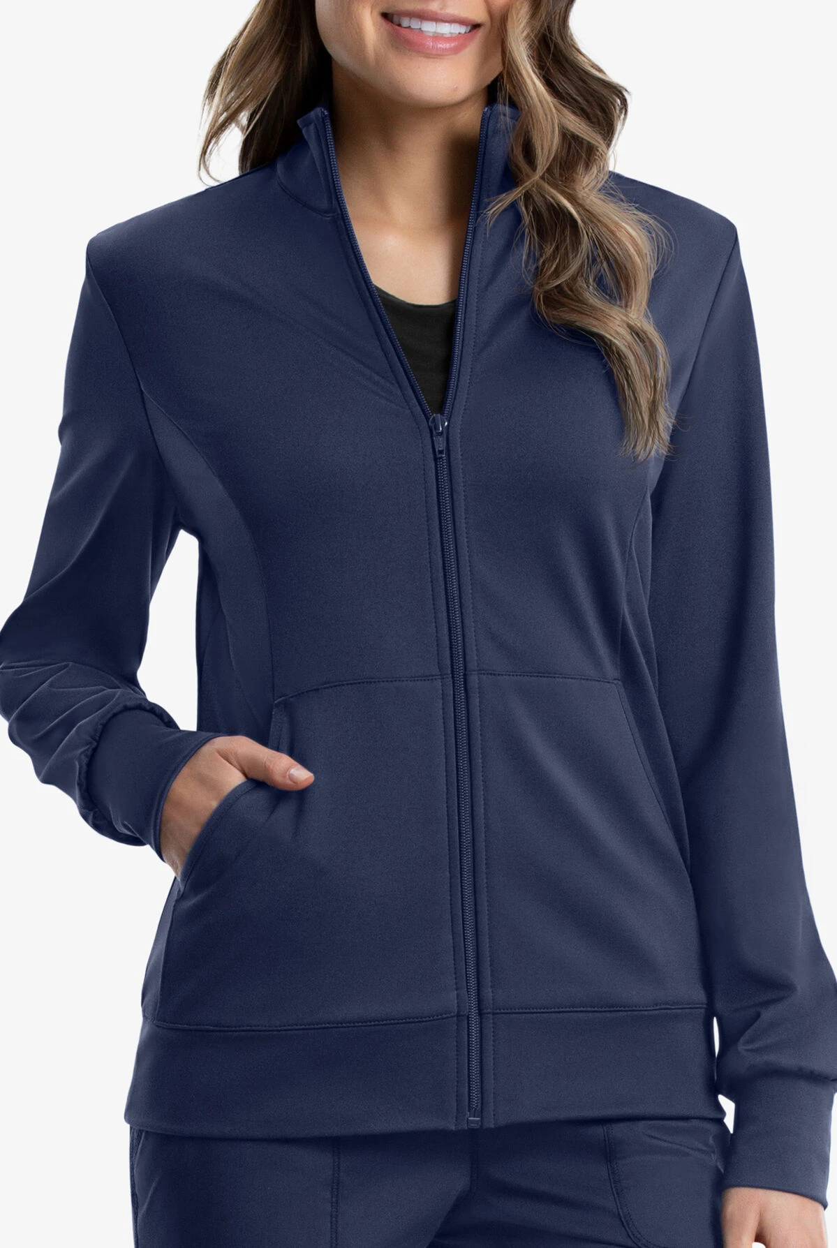 Cherokee Workwear Revolution Women's 3-Pocket STRETCH Fleece Inner Zip Front Scrub Jacket 5 Cherokee Workwear Revolution Women's 3-Pocket STRETCH Fleece Inner Zip Front Scrub Jacket - Image 3