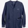 Cherokee Workwear Revolution Men's 3-Pocket STRETCH Snap Front Scrub Jacket -Cherokee Shop CK380 NAVY 1