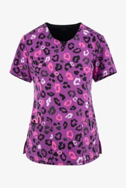 Cherokee Infinity Leopard Vibes Women's 2-Pocket STRETCH V-Neck Print Scrub Top