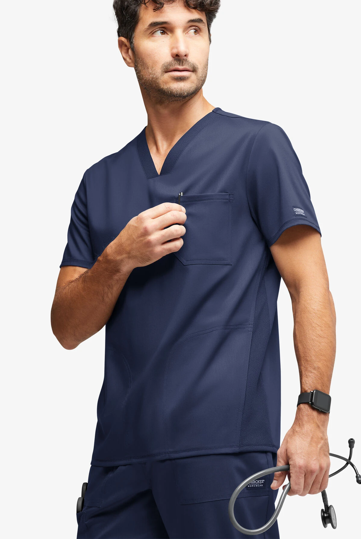 UA Exclusive Cherokee Workwear Revolution Men's 3-Pocket STRETCH Mesh Trim V-Neck Scrub Top 3 UA Exclusive Cherokee Workwear Revolution Men's 3-Pocket STRETCH Mesh Trim V-Neck Scrub Top