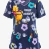 Cherokee Tooniforms Home And Hunny Winnie The Pooh Women's 3-Pocket STRETCH V-Neck Print Scrub Top -Cherokee Shop CK614PHHM 100423 1