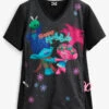 Cherokee Tooniforms DreamWorks Troll Holla Days Women's 1-Pocket V-Neck Print Scrub Top -Cherokee Shop CK627TOH 1