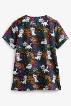 Cherokee Tooniforms Disney Celebrating Meow Women's 2-Pocket V-Neck Print Scrub Top -Cherokee Shop CK633ACB 2