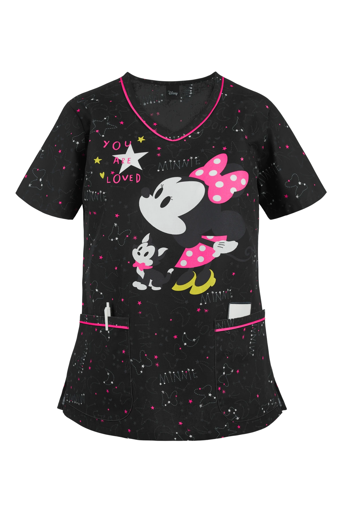 Cherokee Tooniforms Disney You Are Loved Women's 2-Pocket V-Neck Print Scrub Top 3 Cherokee Tooniforms Disney You Are Loved Women's 2-Pocket V-Neck Print Scrub Top