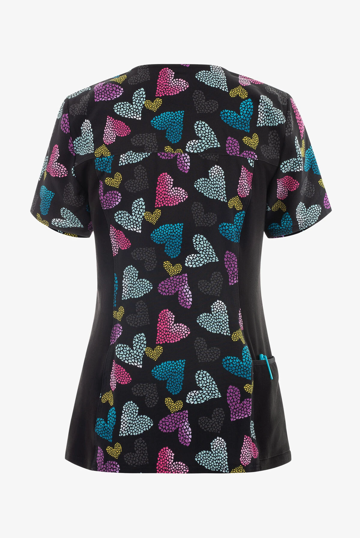 Cherokee Iflex Loving Glow Hearts Women's 4-Pocket STRETCH V-Neck Print Scrub Top 4 Cherokee Iflex Loving Glow Hearts Women's 4-Pocket STRETCH V-Neck Print Scrub Top - Image 2