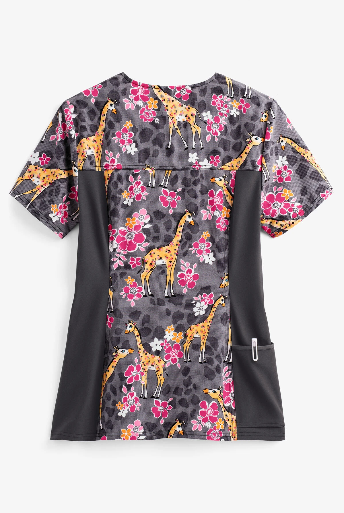 Cherokee Iflex Spotted In The Wild Women's 4-Pocket V-Neck STRETCH Print Scrub Top 4 Cherokee Iflex Spotted In The Wild Women's 4-Pocket V-Neck STRETCH Print Scrub Top - Image 2