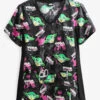 Cherokee Tooniforms Star Wars Yoda One I Want Women's 4-Pocket V-Neck Print Scrub Top -Cherokee Shop CK636SRY 1