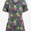 Cherokee Iflex Toad-ally Floral Friends Women's 4-Pocket STRETCH V-Neck Print Scrub Top -Cherokee Shop CK636TDFR 1