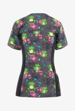Cherokee Iflex Toad-ally Floral Friends Women's 4-Pocket STRETCH V-Neck Print Scrub Top -Cherokee Shop CK636TDFR 2