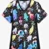 Cherokee Tooniforms DreamWorks Trolls Glitter Trolls 4-Pocket V-Neck Print Scrub Top -Cherokee Shop CK636TOG 1