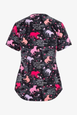 Cherokee Genuine Spice Of Life Dogs Women's 1-Pocket STRETCH V-Neck Print Scrub Top -Cherokee Shop CK637OGSL 013123 2