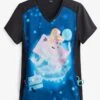 Cherokee Tooniforms Disney Don’t Be Late Women's 1-Pocket V-Neck Print Scrub Top -Cherokee Shop CK637PRD 1