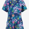 Cherokee Iflex Blooming Tie Dye Floral Women's 2-Pocket STRETCH Mock Wrap Print Scrub Top -Cherokee Shop CK642BMTD 1