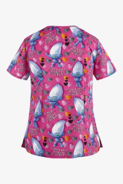 Cherokee Tooniforms DreamWorks Trolls Diamond Dance Women's 3-Pocket V-Neck Print Scrub Top -Cherokee Shop CK646TOD 2
