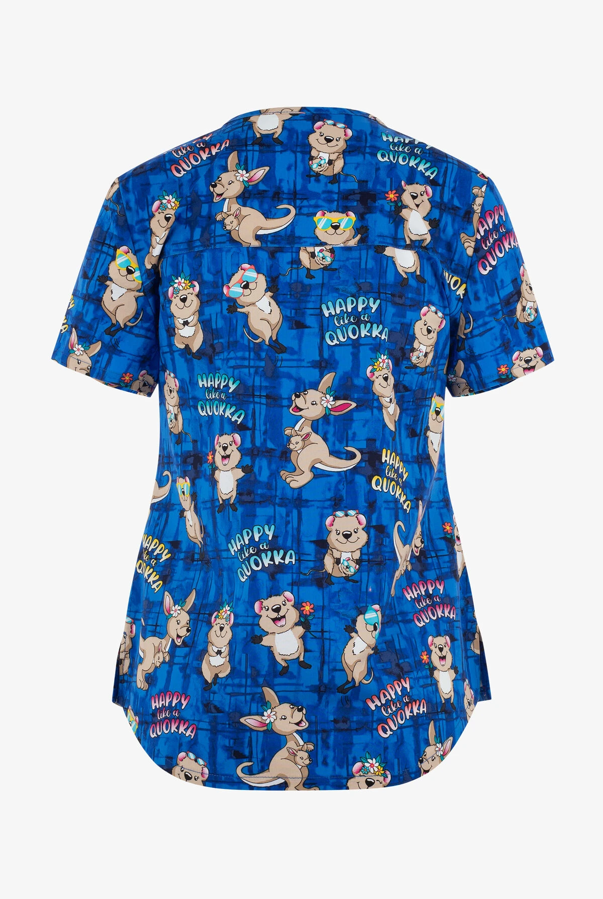 Cherokee Genuine Happy As A Quokka Women's 2-Pocket STRETCH V-Neck Print Scrub Top 4 Cherokee Genuine Happy As A Quokka Women's 2-Pocket STRETCH V-Neck Print Scrub Top - Image 2