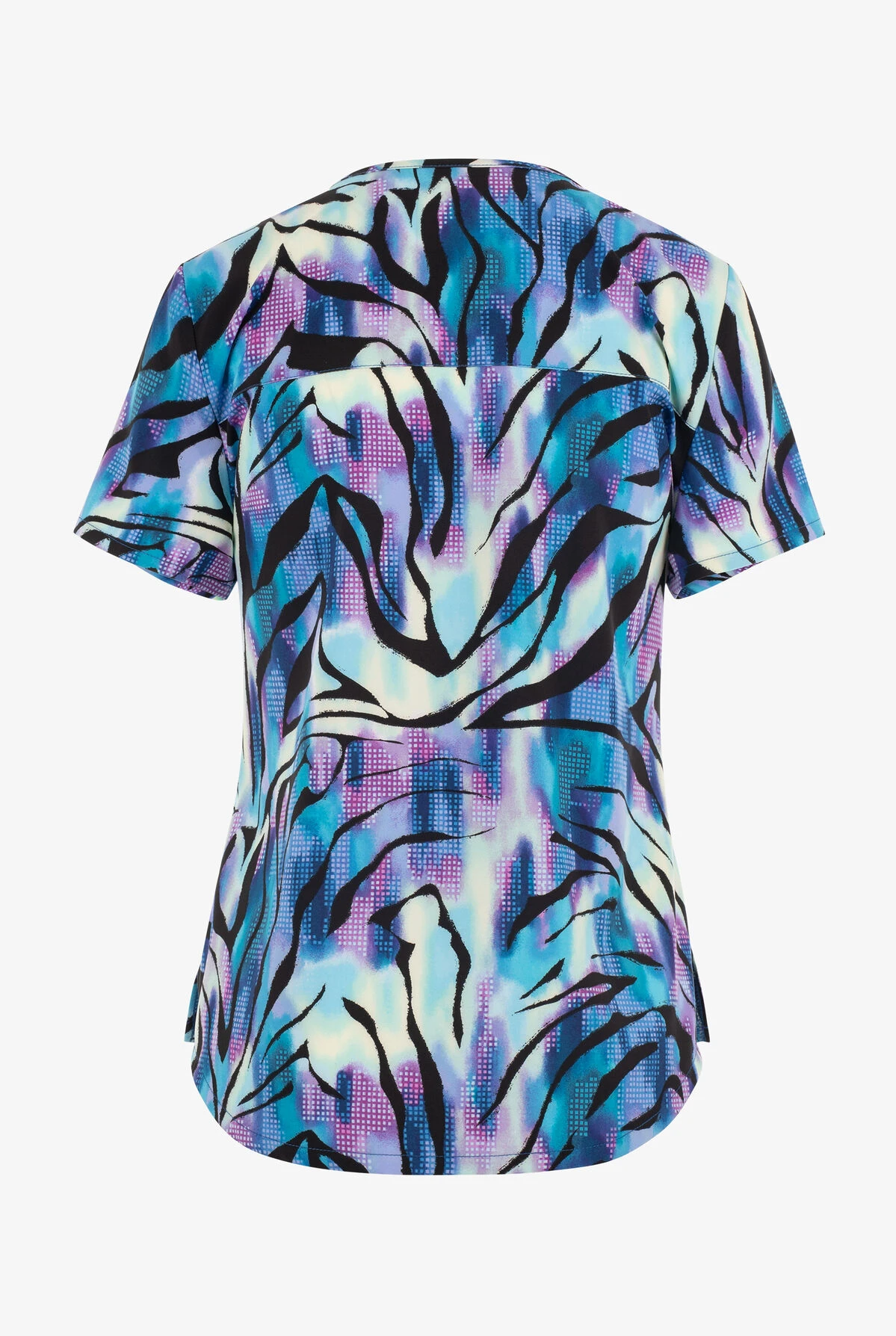 Cherokee Genuine Wild Abstract Women's 2-Pocket STRETCH V-Neck Print Scrub Top 4 Cherokee Genuine Wild Abstract Women's 2-Pocket STRETCH V-Neck Print Scrub Top - Image 2