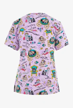 Cherokee Genuine Furry Tales Cats And Dogs Women's 2-Pocket STRETCH V-Neck Print Scrub Top -Cherokee Shop CK671FUTL 2