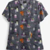 Cherokee Tooniforms Monster Minions Unisex 4-Pocket STRETCH V-Neck Print Scrub Top -Cherokee Shop CK687DPNS 092723 1
