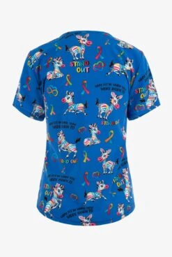 Cherokee Genuine Autism Born To Stand Out Women's 2-Pocket STRETCH V-Neck Print Scrub Top -Cherokee Shop CK703BTSO 2