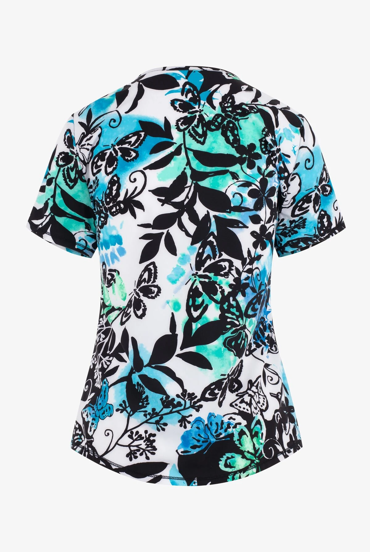 Cherokee Genuine Brushy Botanicals Floral Women's 2-Pocket STRETCH V-Neck Print Scrub Top 4 Cherokee Genuine Brushy Botanicals Floral Women's 2-Pocket STRETCH V-Neck Print Scrub Top - Image 2